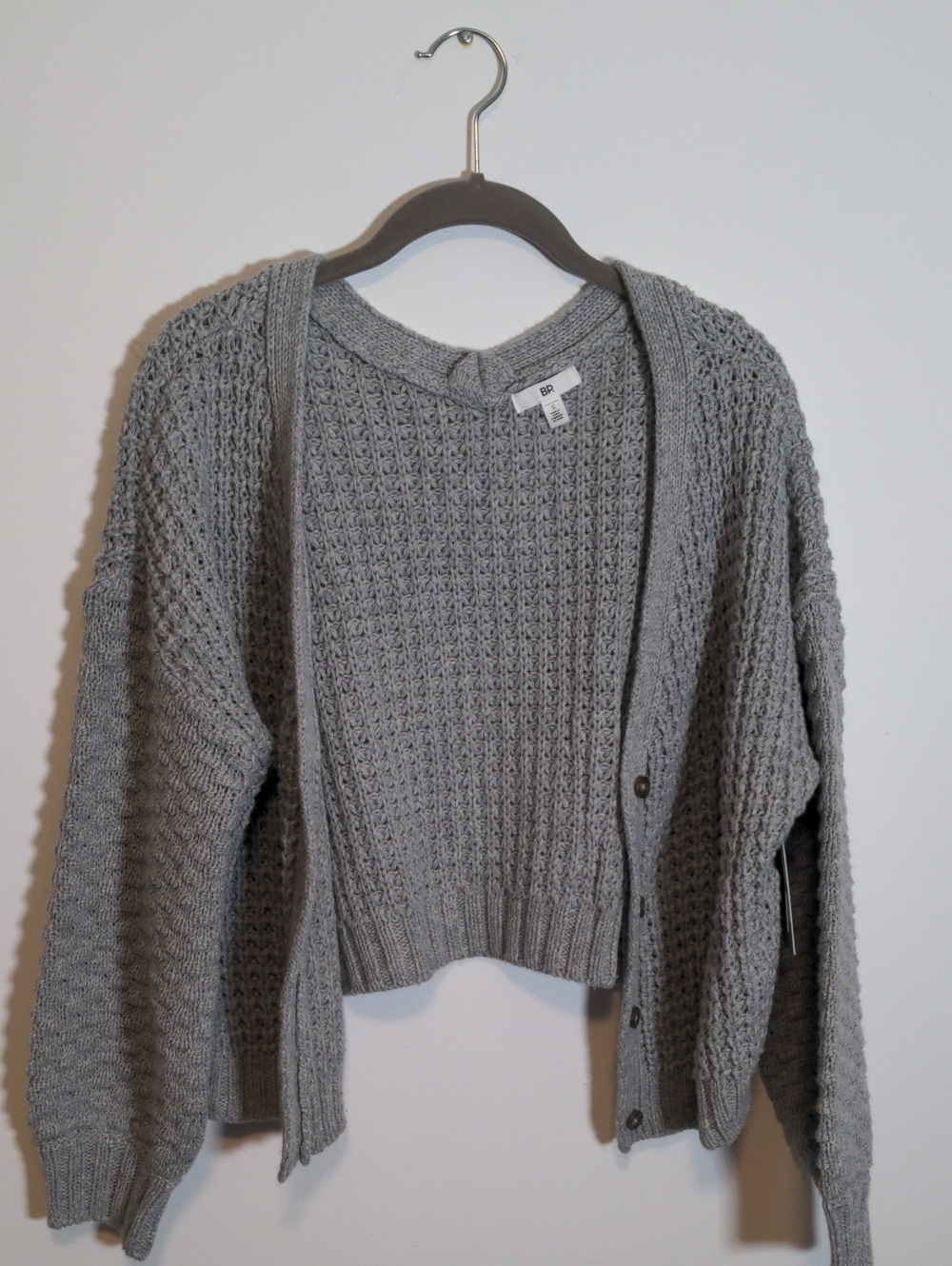 bp Gray Knit Cardigan with Matching Sweater Set